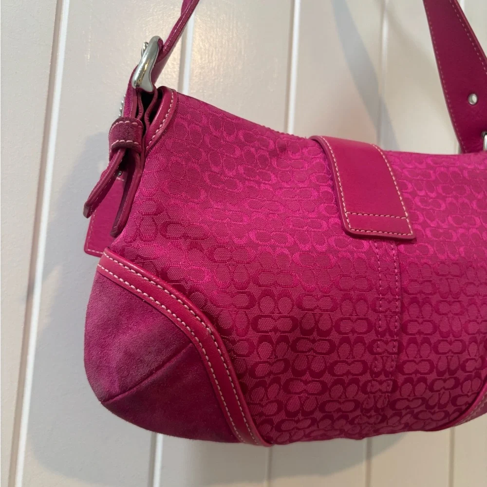 Coach Soho Mini Pink Signature Canvas Suede Denim Vintage Y2K Coach 6818 - Picture 10 of 15